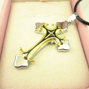 3-tone Stainless Steel Cross Necklace